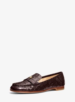 Jennings Crocodile Embossed Leather Loafer in CHOCOLATE | Michael Kors