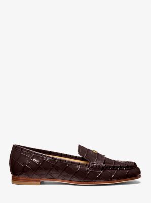 Jennings Crocodile Embossed Leather Loafer in CHOCOLATE | Michael Kors