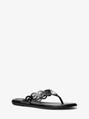 Janie Perforated Logo Leather Sandal