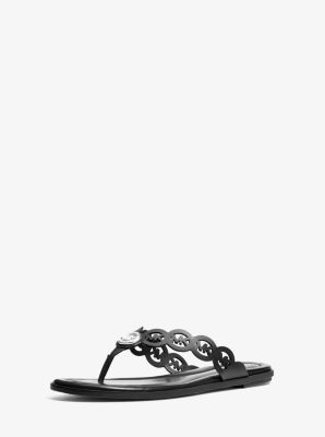 Janie Perforated Logo Leather Sandal