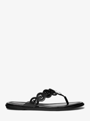 Janie Perforated Logo Leather Sandal