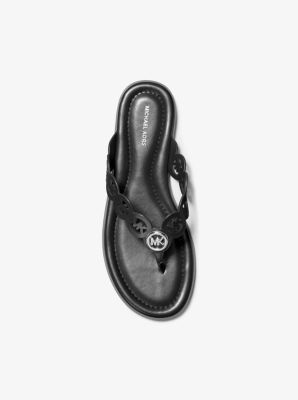 Janie Perforated Logo Leather Sandal