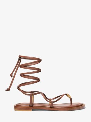 Khloe Embellished Leather Lace-Up Sandal