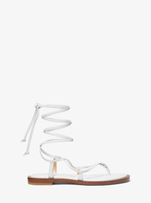 Khloe Embellished Leather Lace-Up Sandal