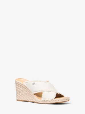 MK Wedge Kenzie Aus Ausgefranstem Canvas Aus Leinenmischung - Natur