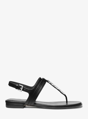 Marcia Embellished Leather Sandal in BLACK | Michael Kors