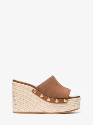 Sandale compens&eacute;e Mayes en su&egrave;de in LUGGAGE | Michael Kors