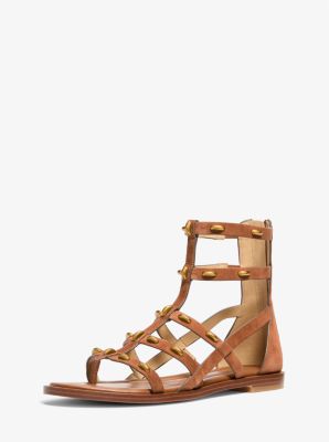 R&ouml;mersandale Noa aus Wildleder mit Nieten in LUGGAGE | Michael Kors