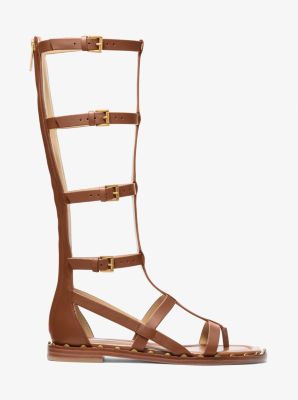 R&ouml;mersandale Noa aus Leder mit Nieten in LUGGAGE | Michael Kors