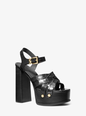 Nora Crocodile Embossed Leather Platform Sandal