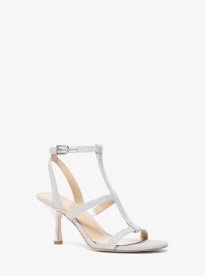 MK Sandale Nara Aus Glitzerndem Mesh Im Kettendesign - Silberton