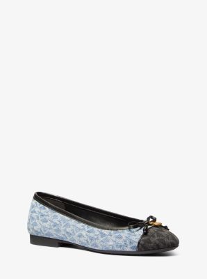 Piper Flex Signature Logo Print Denim Ballet Flat