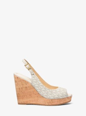Rosie Signature Logo Wedge Sandal in VANILLA | Michael Kors