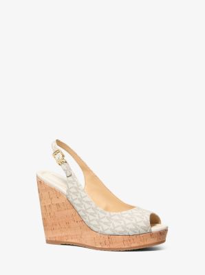 MK Wedge Rosie Mit Signature-Logomuster - Natur