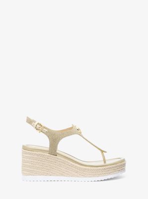 Val Glitter Chain-Mesh Thong Wedge Sandal