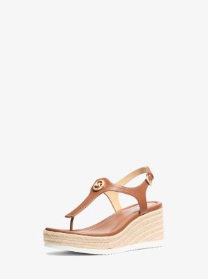Val Leather Thong Wedge Sandal