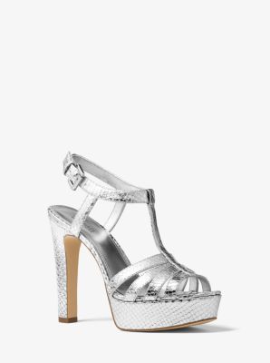 michael kors silver sandal heels