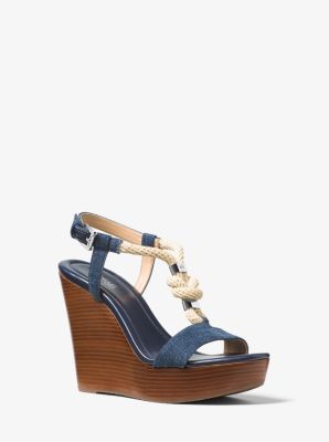 michael kors denim wedges