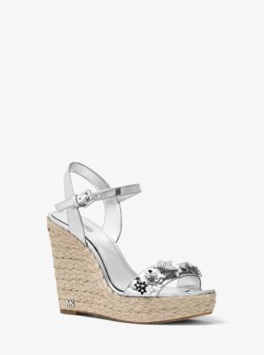 Jill Floral Sequined Metallic Wedge