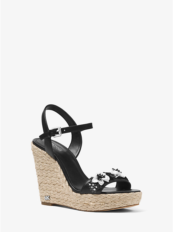 Jill Floral Sequined Leather Wedge image number 0