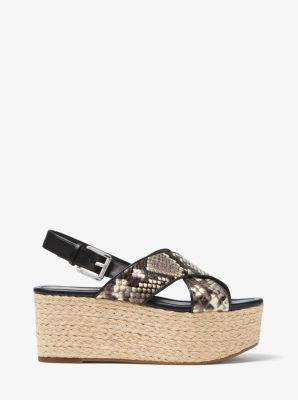 Jodi Embossed Leather Espadrille Wedge 