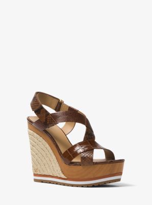 Michael kors mackay hot sale embossed leather wedge