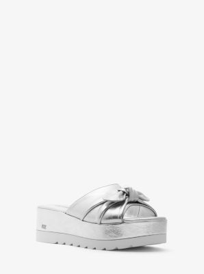 michael kors silver wedges