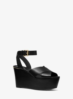 michael michael kors abbott leather wedge