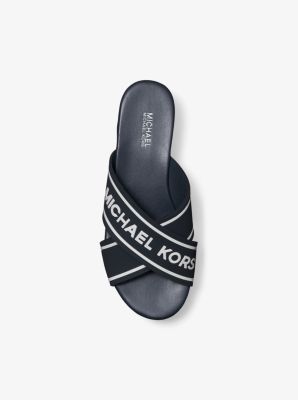 michael michael kors demi logo tape slide sandal