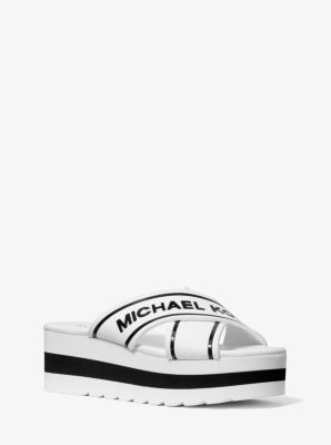 michael michael kors demi logo tape slide sandal