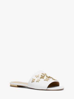 Lacey Butterfly Embellished Leather Slide Sandal | Michael Kors