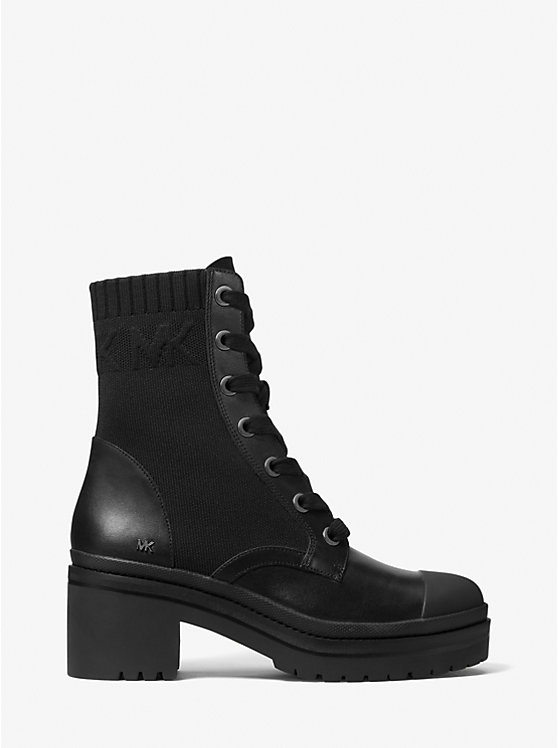 Brea Stretch-Knit and Leather Combat Boot image number 1
