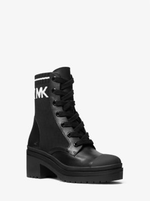 mk april leather and knit boot