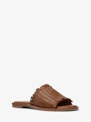 Dee Woven Leather Slide Sandal Michael Kors Canada