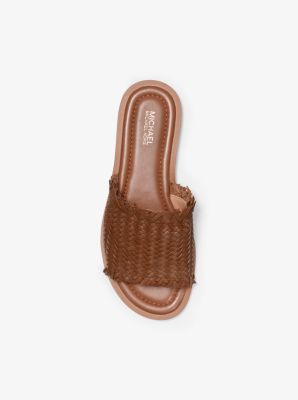 Dee Woven Leather Slide Sandal Michael Kors Canada