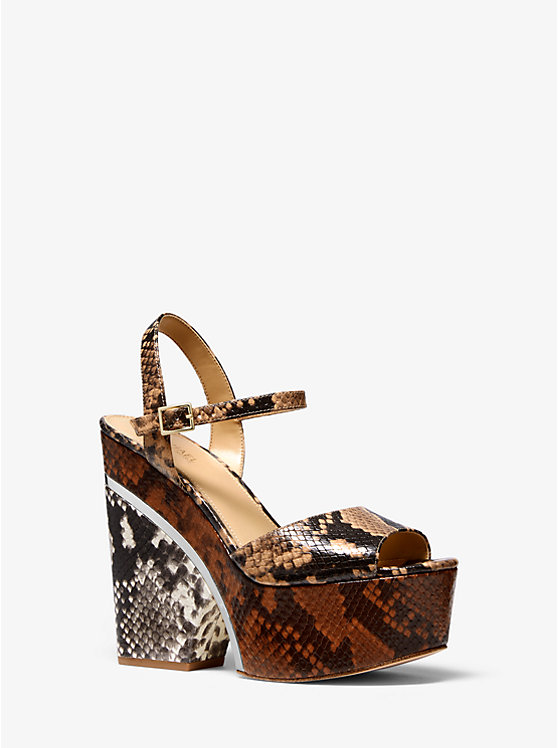 Lana Color-Block Python Embossed Leather Wedge Sandal image number 0