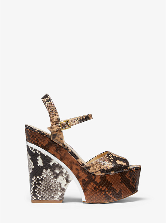 Lana Color-Block Python Embossed Leather Wedge Sandal image number 1