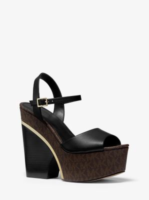 Lana Logo And Leather Wedge Sandal 