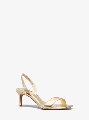 michael michael kors hutton metallic leather sandal