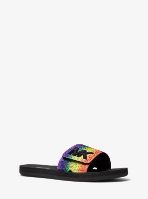 rainbow michael kors slides