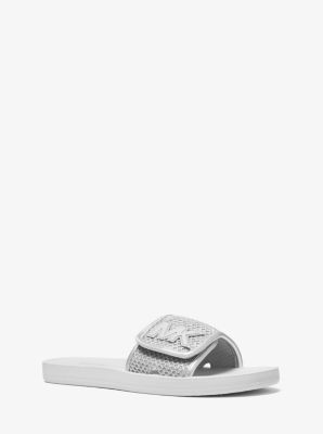 MK Logo Metallic Mesh Slide Sandal Michael Kors Canada