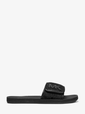 mk logo glitter slide sandals