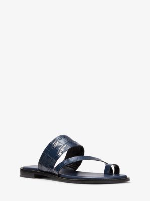 Pratt Crocodile Embossed Leather Sandal