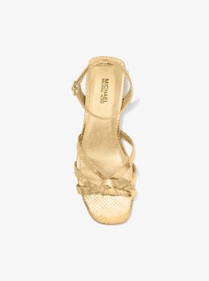 Brinkley Metallic Snake Embossed Sandal Michael Kors