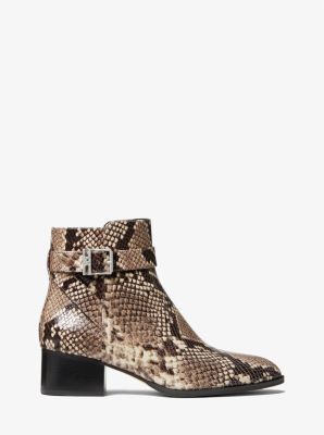 Britton Snake Embossed Leather Boot in NATURAL | Michael Kors