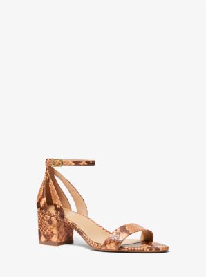 Cardi Flex Snake Embossed Leather Sandal in CANTALOUPE | Michael Kors