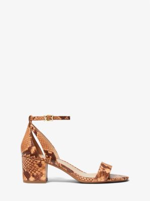 Cardi Flex Snake Embossed Leather Sandal in CANTALOUPE | Michael Kors
