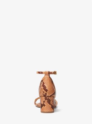 Cardi Flex Snake Embossed Leather Sandal in CANTALOUPE | Michael Kors