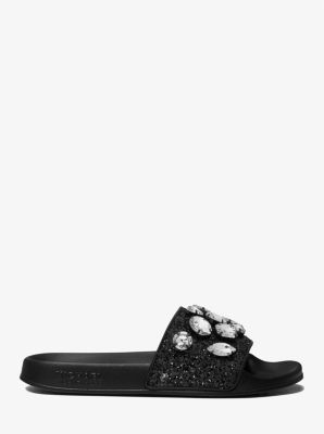 Gilmore Jewel Embellished Glitter Slide Sandal