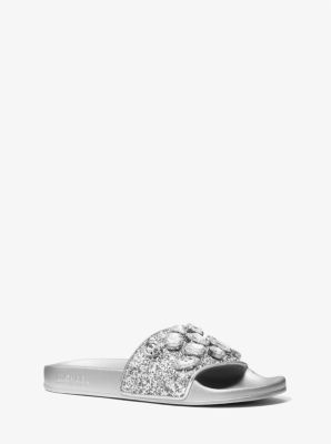 Gilmore Jewel Embellished Glitter Slide Sandal | Michael Kors